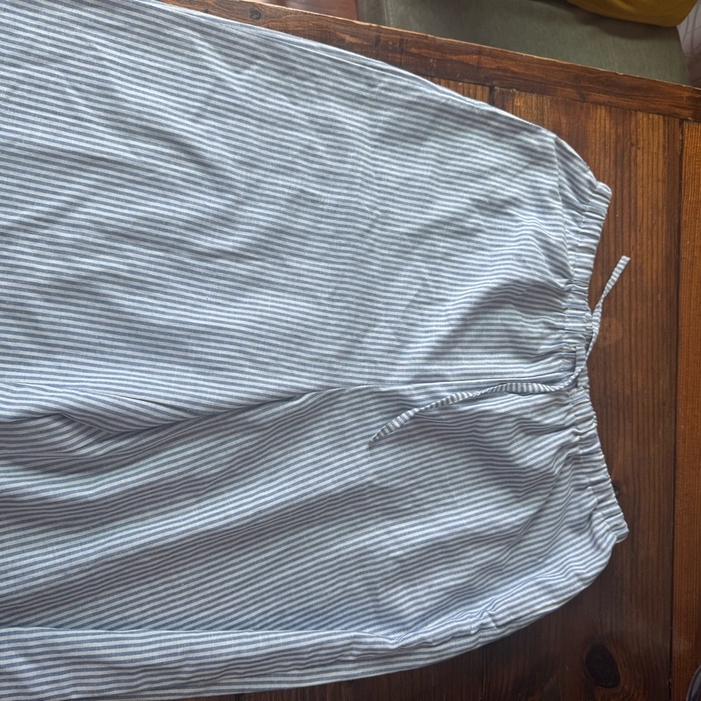 SHEIN Blue and White Striped Drawstring Skirt
